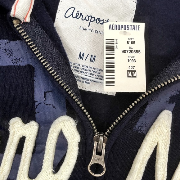 Aeropostale zip hoodie Navy Blue. MEDIUM. NWT. - Picture 4 of 4